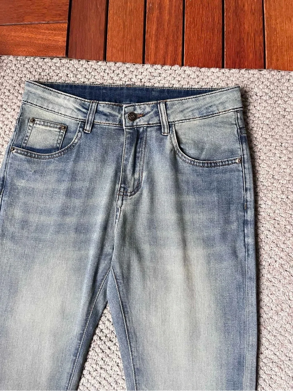 Chrome Hearts Men’s Washed Blue Slim Straight Jeans